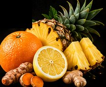 Orange, Pineapple, Lemon, Ginger, Turmeric