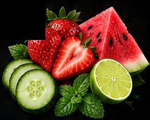Watermelon, Strawberry, Cucumber, Lime, Mint